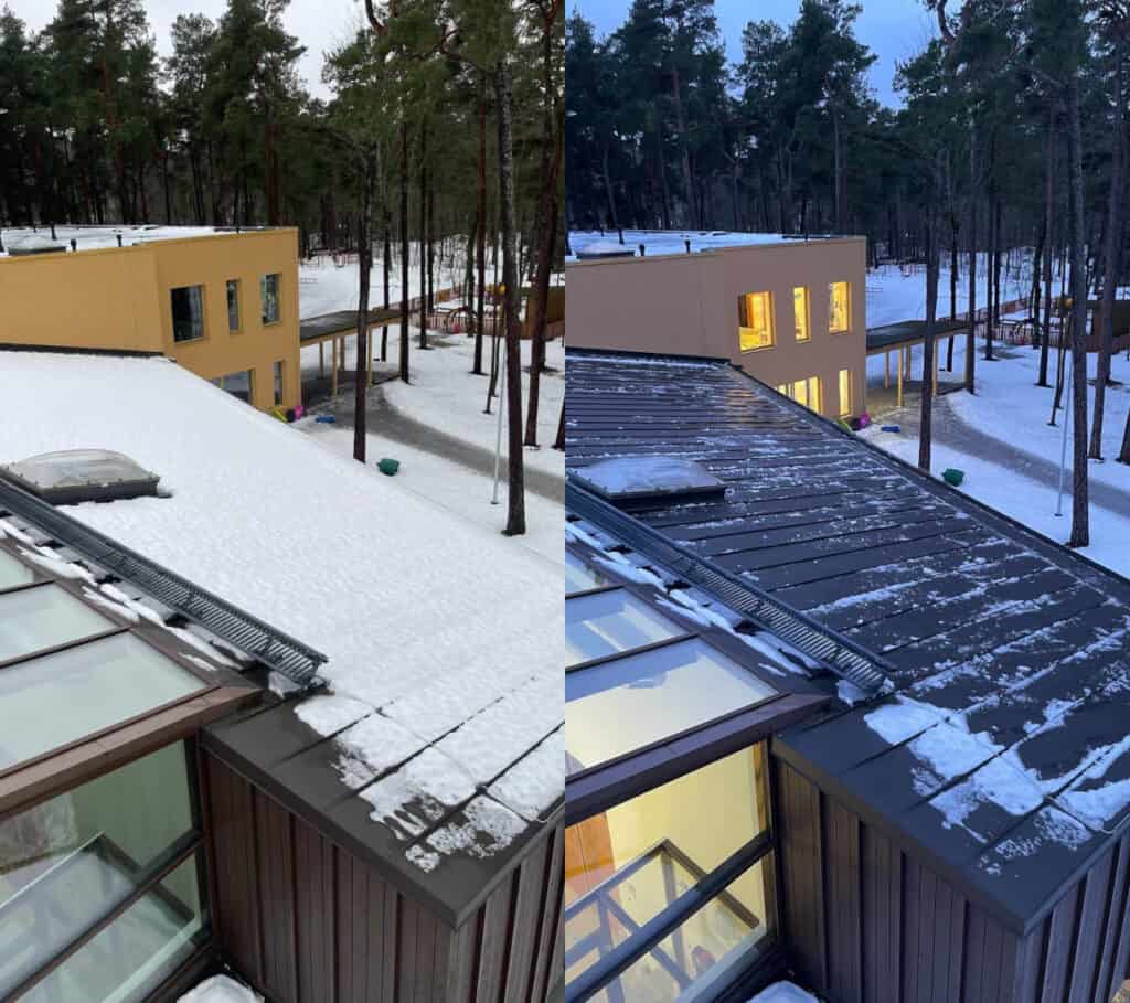 Lumekoristus katustelt Tallinnas - Enne ja pärast lumekoristust